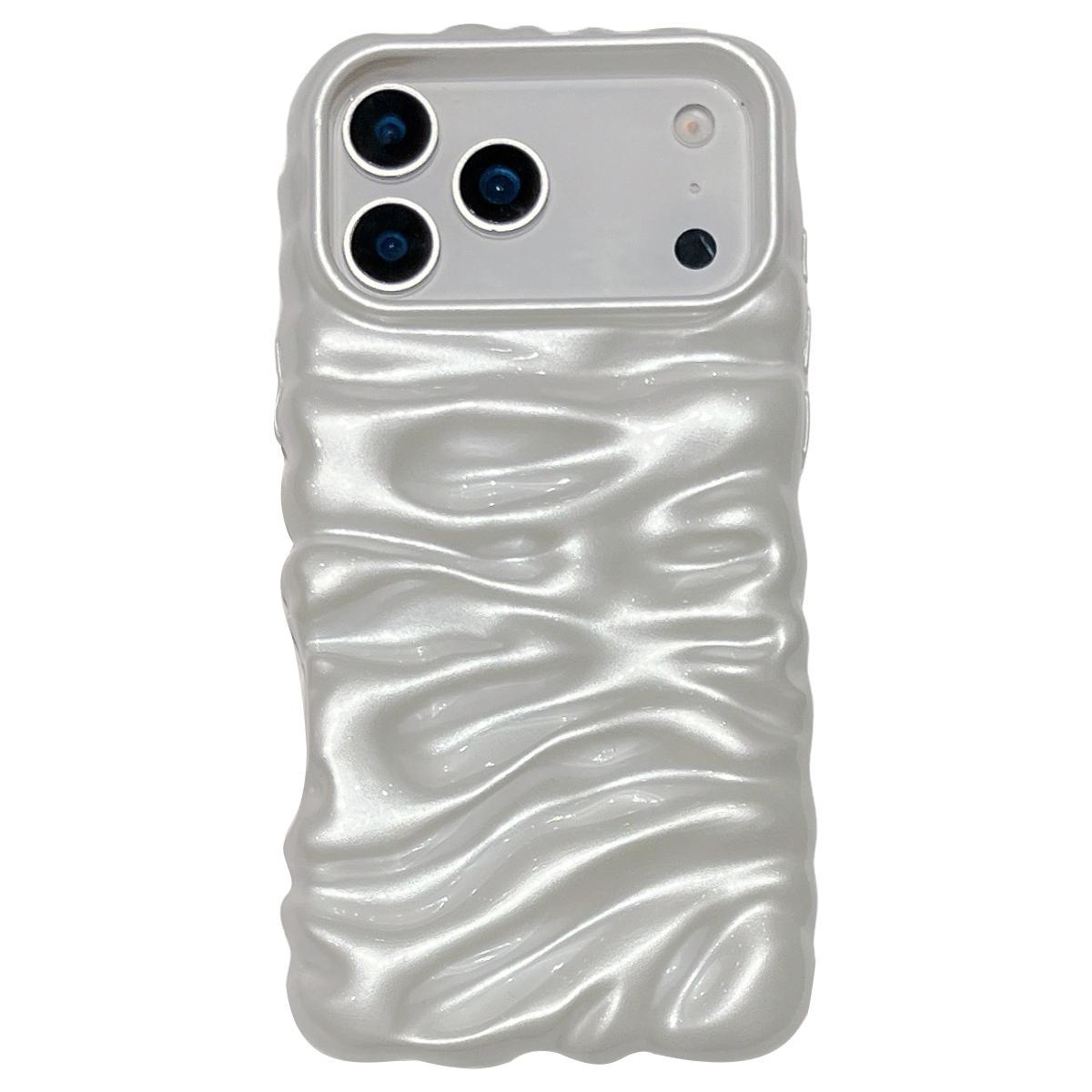 For iPhone 18 Pro Max Cream Texture Electroplating TPU Full Coverage Phone Case(Pearl White) - Shopkiz.com