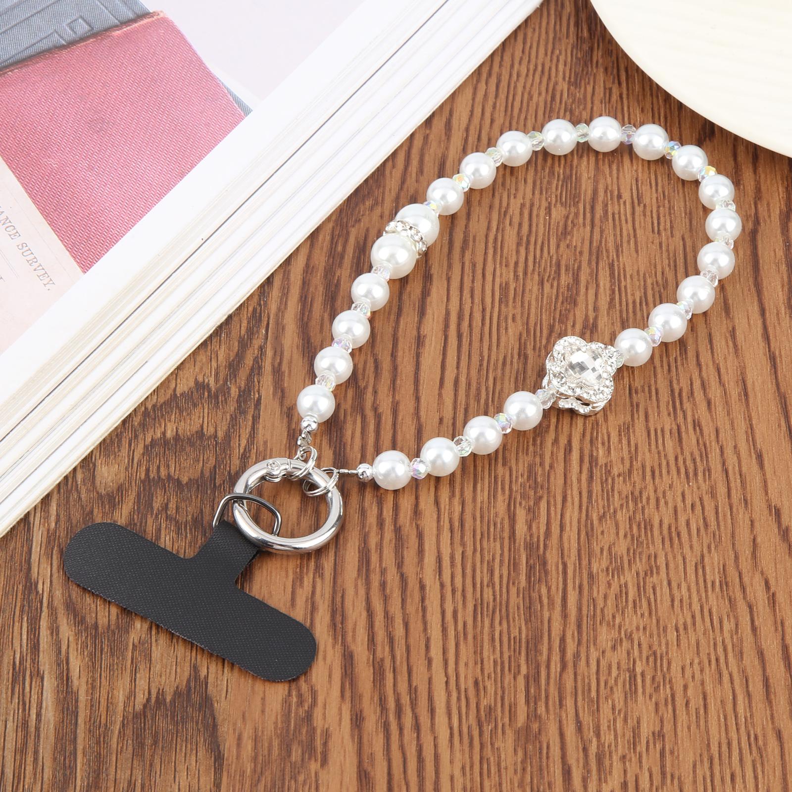 Four-leaf Clover Bead Chain Phone Anti-lost Short Lanyard(Silver) - Shopkiz.com
