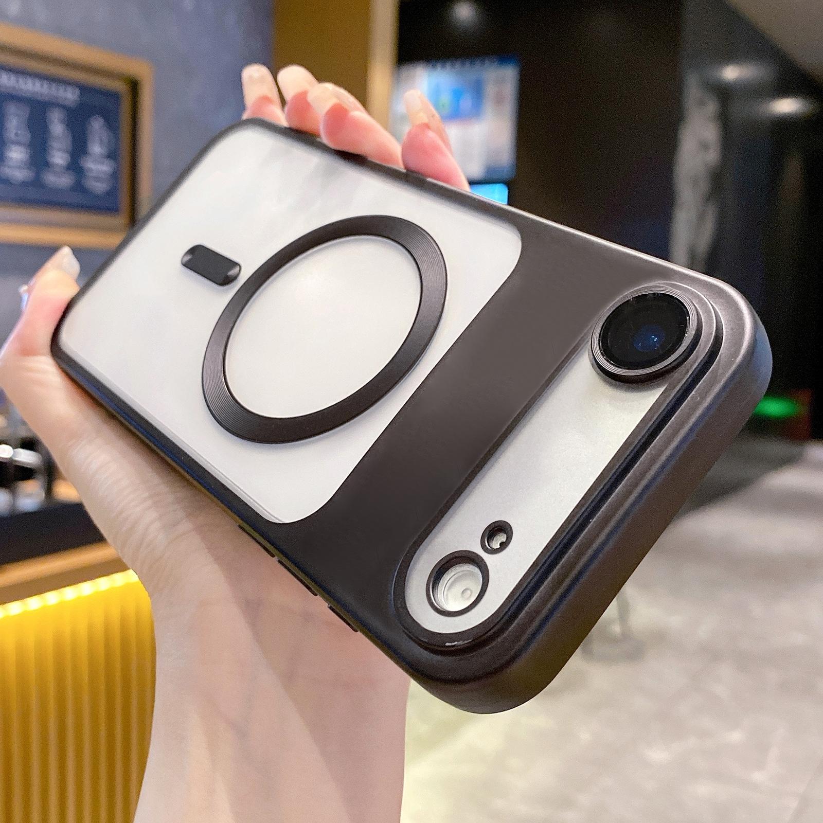 For iPhone Air Change to 17 Series Magnetic MagSafe Frosted TPU Phone Case(Black) - Shopkiz.com
