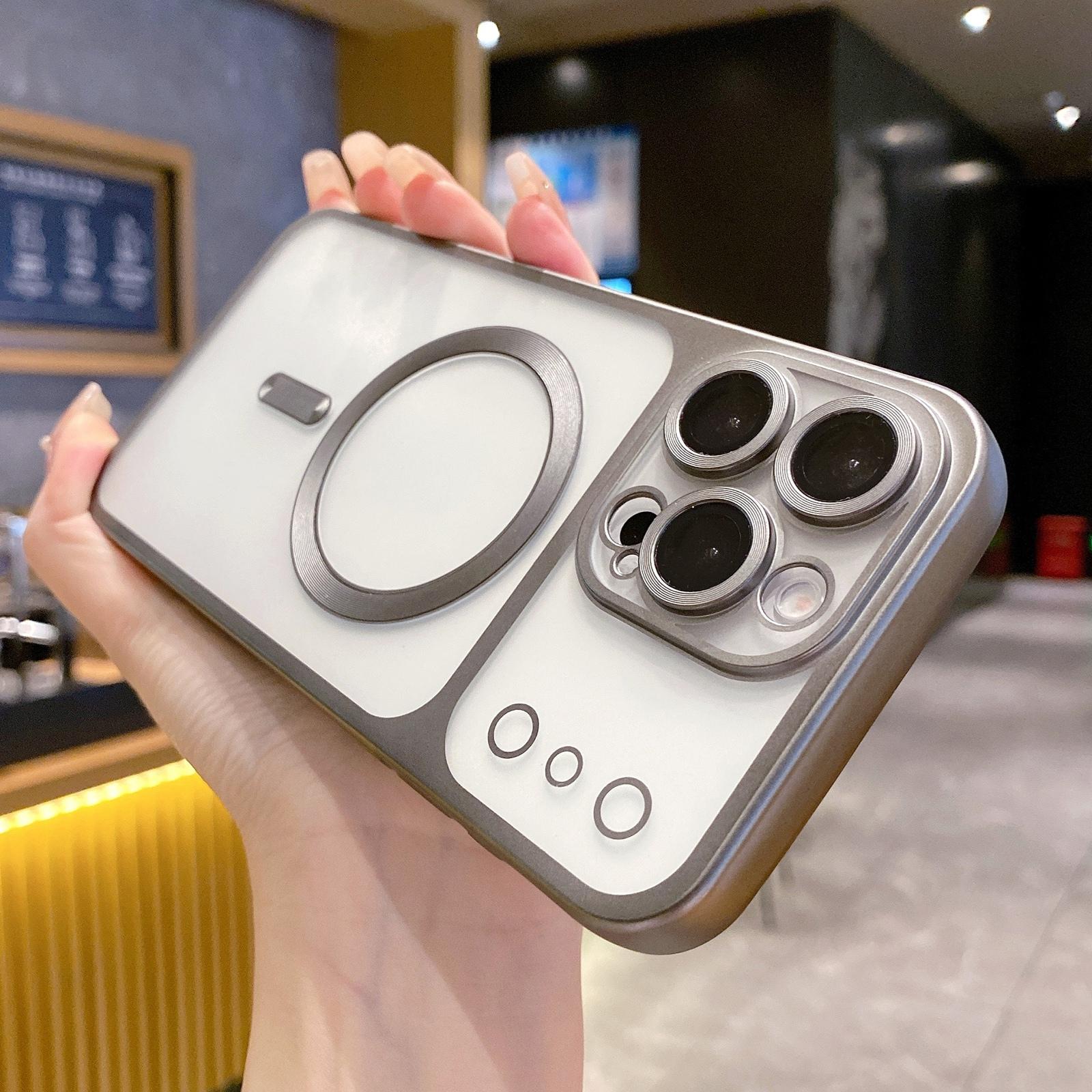 For iPhone 15 Pro Max Change to 17 Series Magnetic MagSafe Frosted TPU Phone Case(Grey) - Shopkiz.com