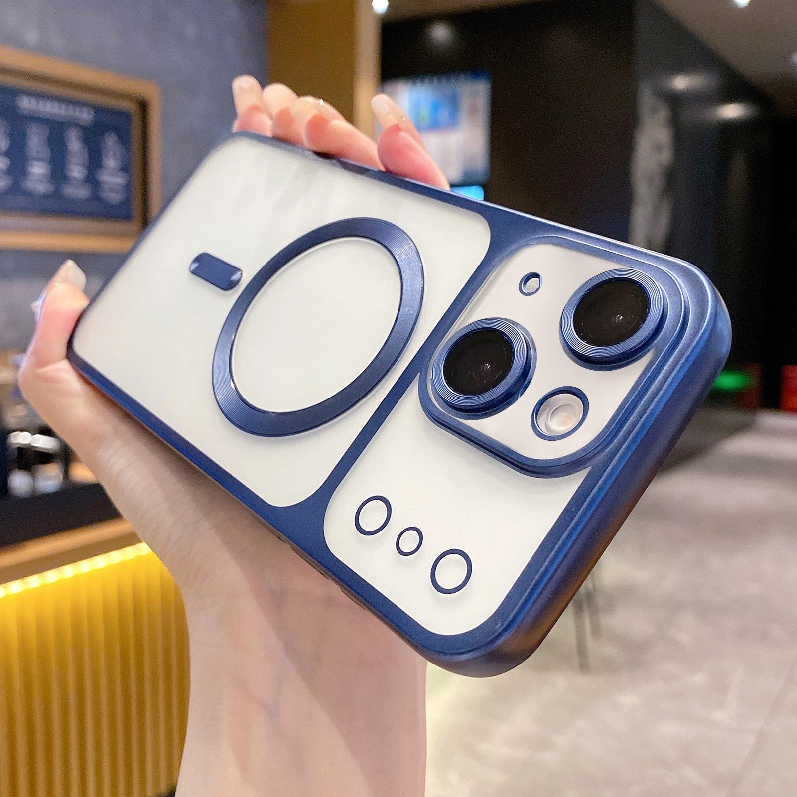 For iPhone 13 Change to 17 Series Magnetic MagSafe Frosted TPU Phone Case(Blue) - Shopkiz.com