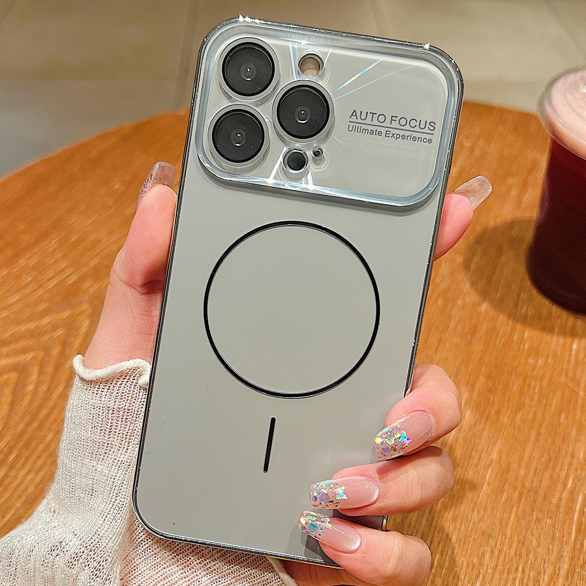For iPhone 16 Pro Max Laser Large Hole Camera Frame Fine Ring Magsafe Phone Case(Titanium Gray) - Shopkiz.com