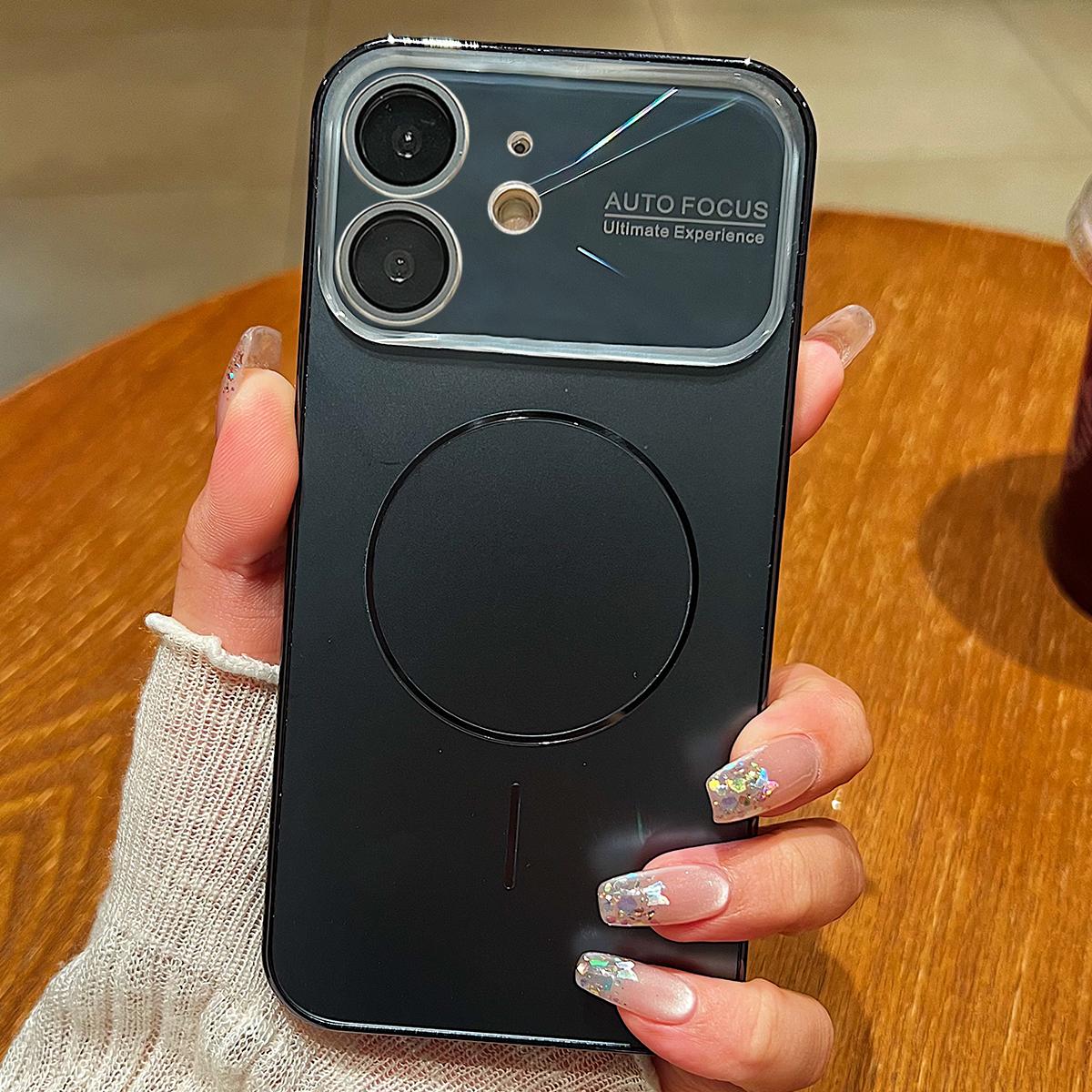For iPhone 11 Laser Large Hole Camera Frame Fine Ring Magsafe Phone Case(Black) - Shopkiz.com