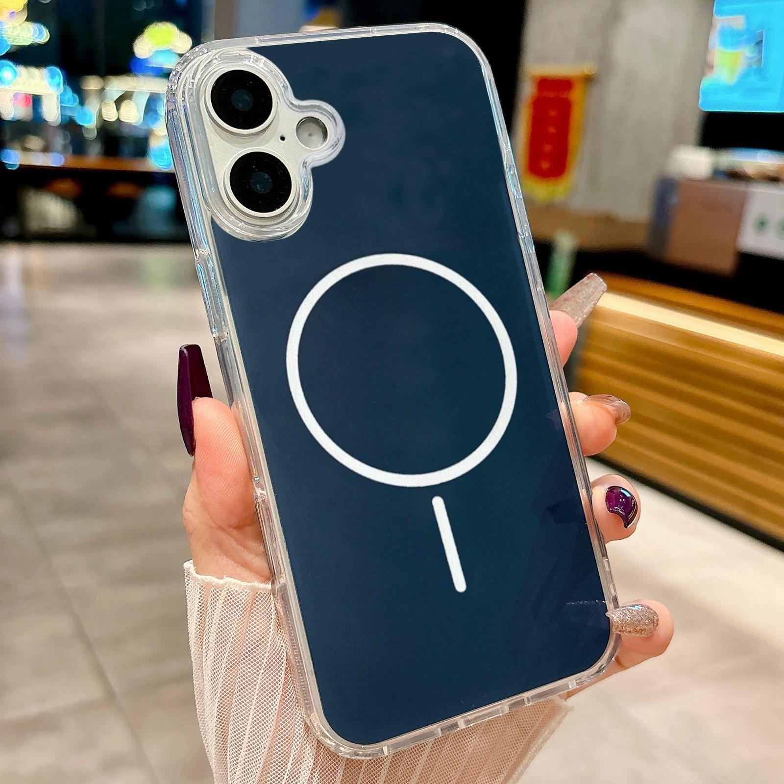 For iPhone 17 Acrylic MagSafe Fine Circle Magnetic Phone Case(Blue) - Shopkiz.com
