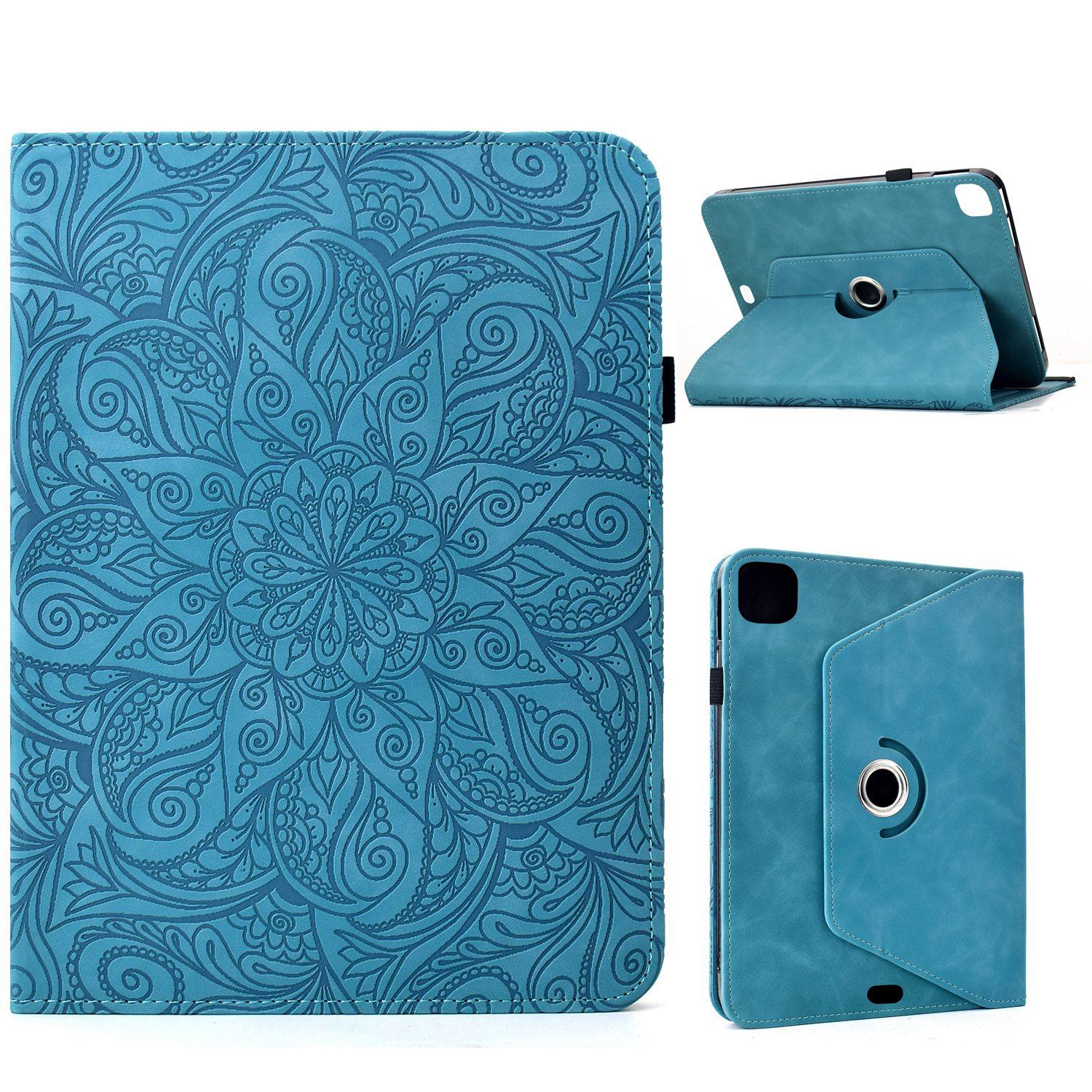 For iPad Air 11 2026 / 2025 / 2024 Rotatable Mandala Embossed Smart Leather Tablet Case(Light Blue) - Shopkiz.com