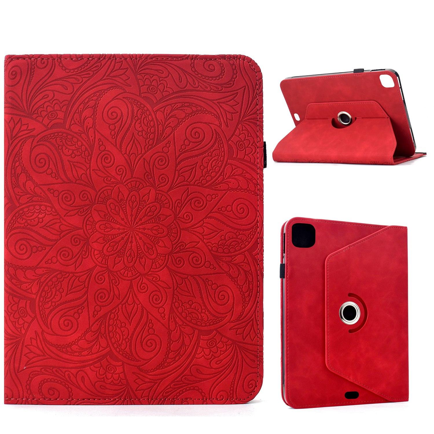 For iPad Air 11 2026 / 2025 / 2024 Rotatable Mandala Embossed Smart Leather Tablet Case(Red) - Shopkiz.com