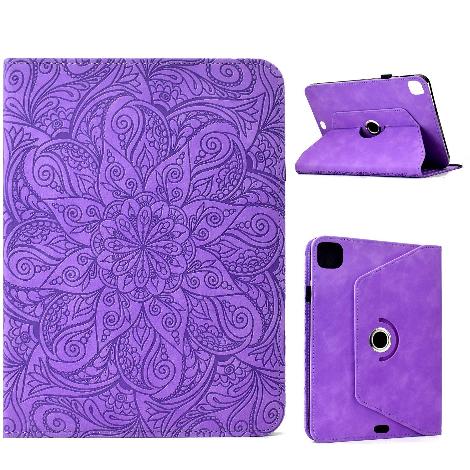 For iPad Air 11 2026 / 2025 / 2024 Rotatable Mandala Embossed Smart Leather Tablet Case(Light Purple) - Shopkiz.com