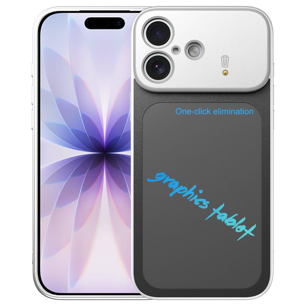 For iPhone 17 TPU Frame Frosted Writing Board Shockproof Phone Case with Pen(Silver) - Shopkiz.com
