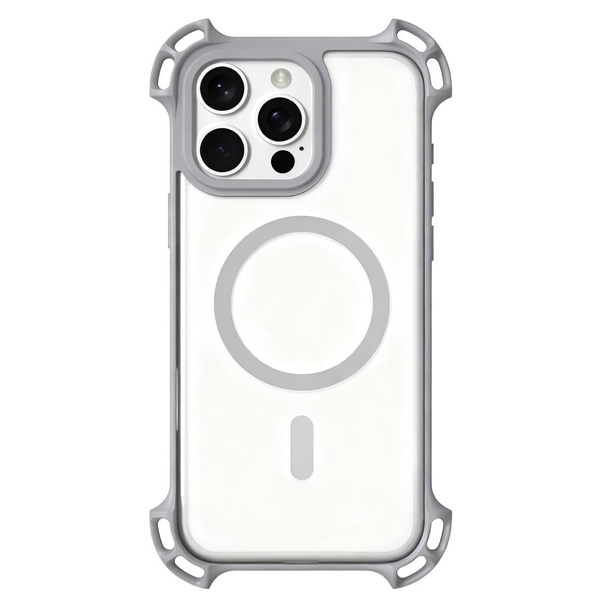 For iPhone 16 Pro Drone-Style Four-Corner Shockproof Acrylic MagSafe Phone Case(Titanium Gray) - Shopkiz.com