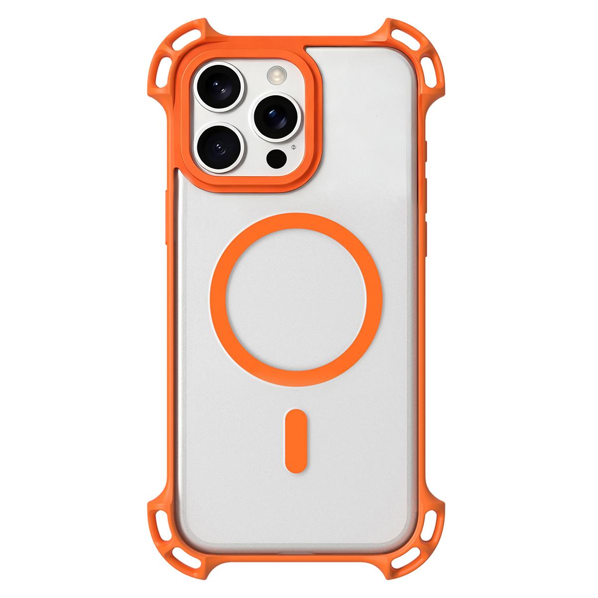 For iPhone 14 Pro Max Drone-Style Four-Corner Shockproof Acrylic MagSafe Phone Case(Orange) - Shopkiz.com