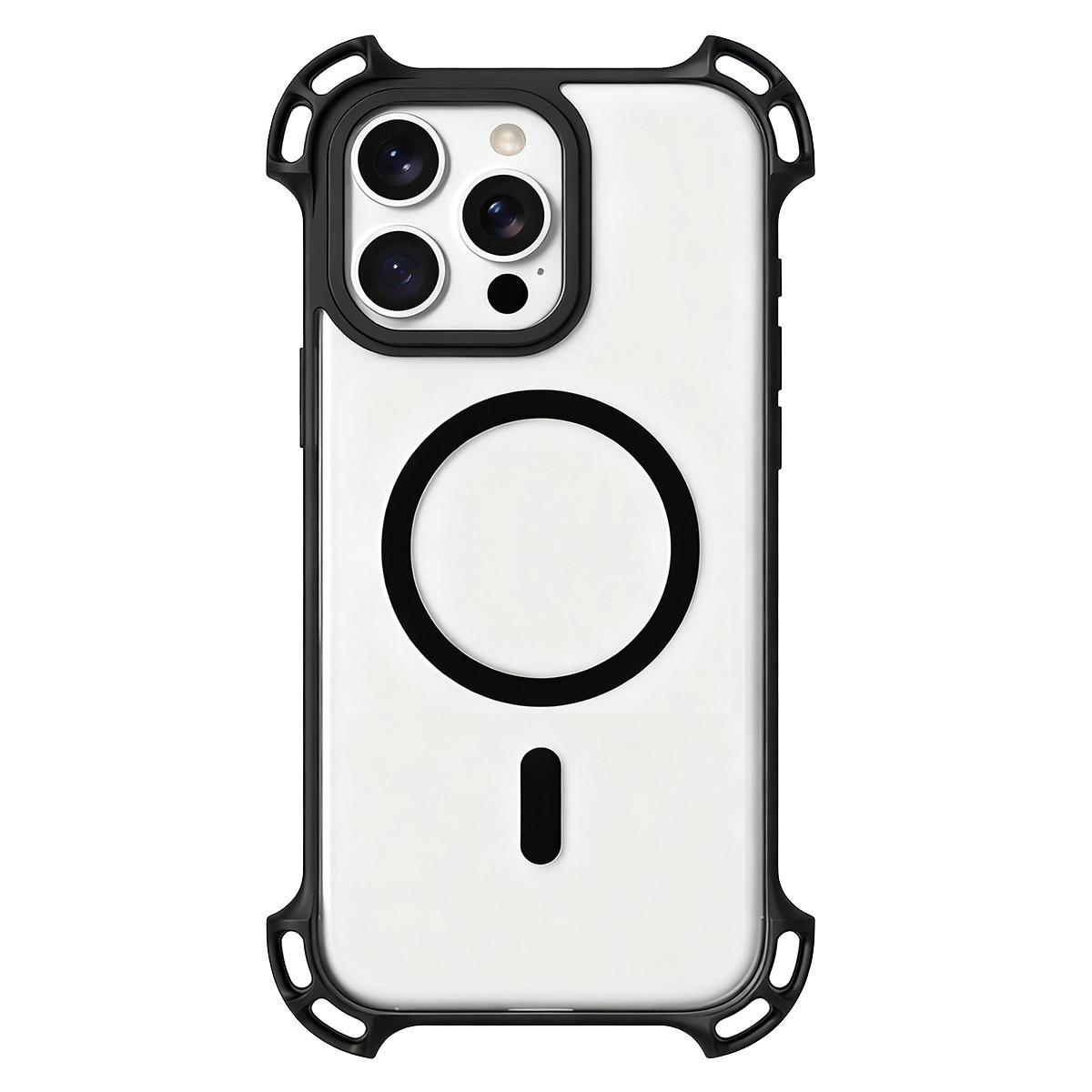 For iPhone 13 Pro Max Drone-Style Four-Corner Shockproof Acrylic MagSafe Phone Case(Black) - Shopkiz.com