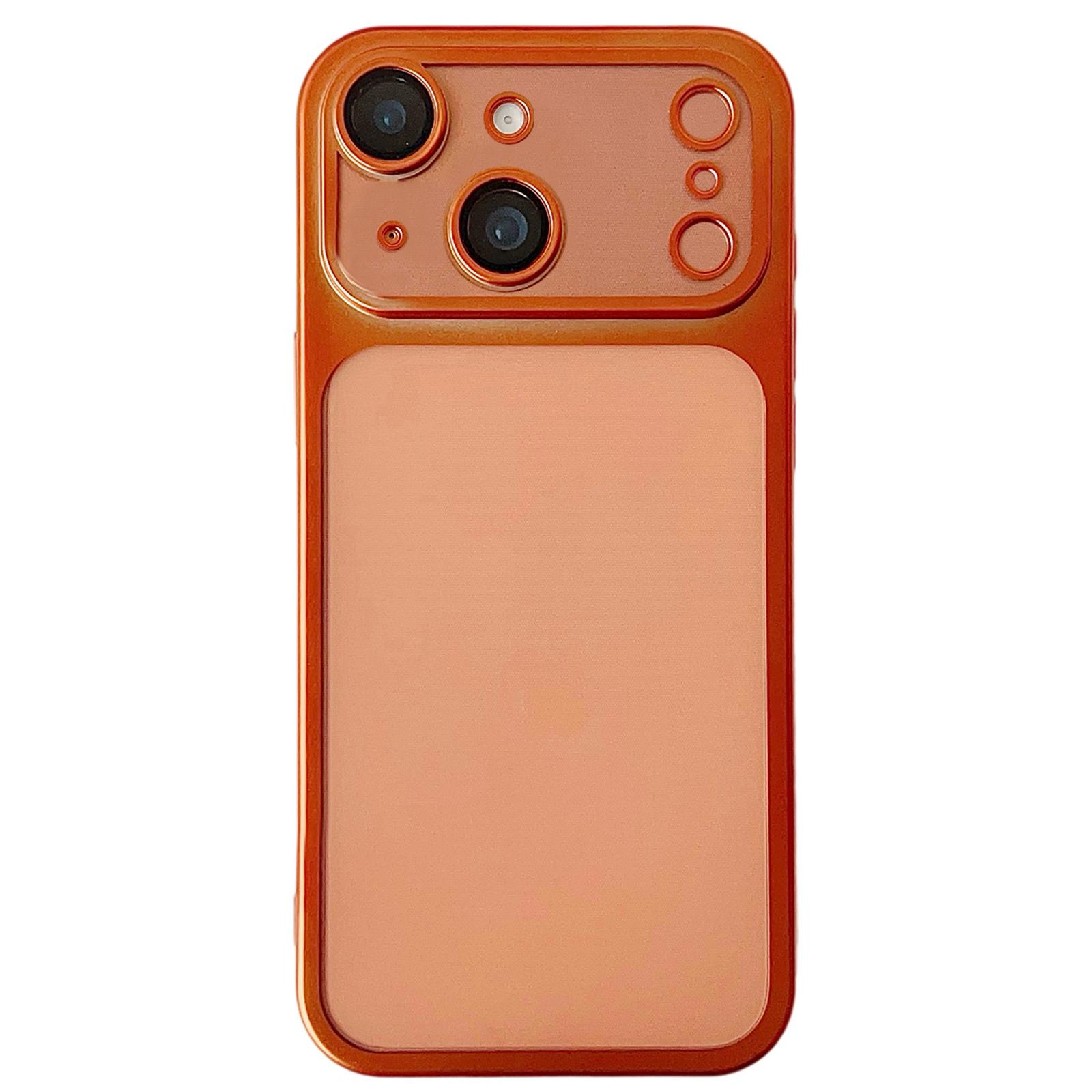 For iPhone 14 Plus Change to 17 Series Electroplated Frosted TPU Phone Case(Orange) - Shopkiz.com
