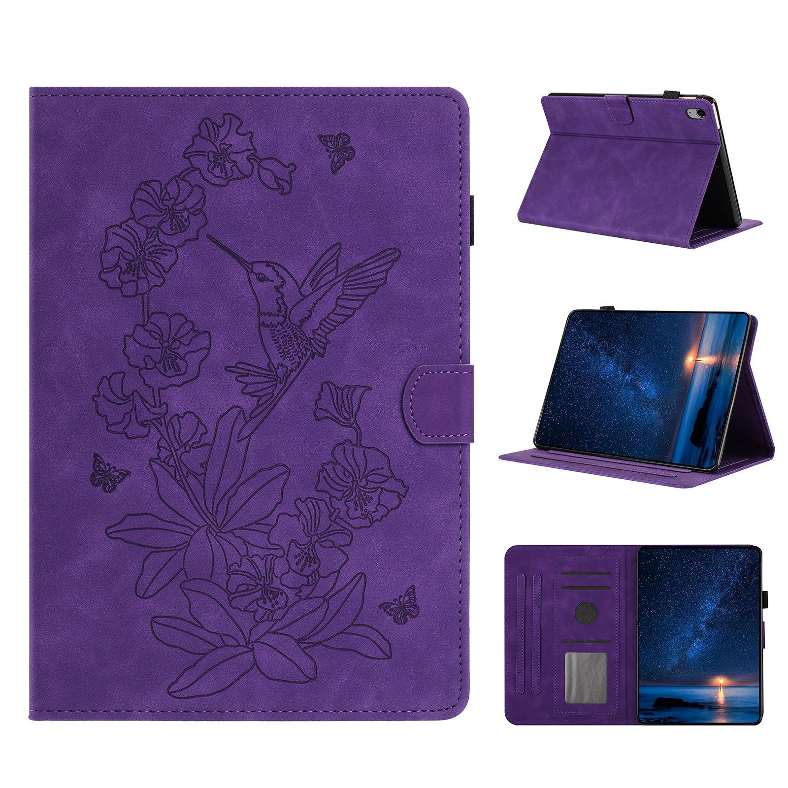 For iPad mini 2024 / mini 6 Flowers Bird Embossed Leather Smart Tablet Case(Purple) - Shopkiz.com