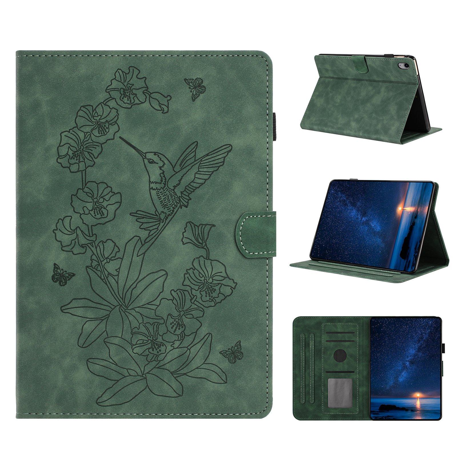 For iPad mini 2024 / mini 6 Flowers Bird Embossed Leather Smart Tablet Case(Green) - Shopkiz.com