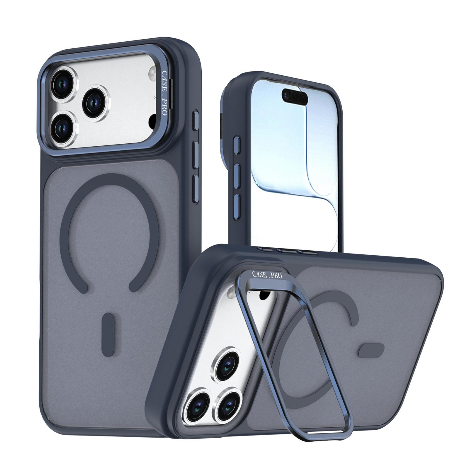 For iPhone 18 Pro Bright Color Frosted Skin-feel Camera Bracket Magsafe Phone Case(Blue) - Shopkiz.com
