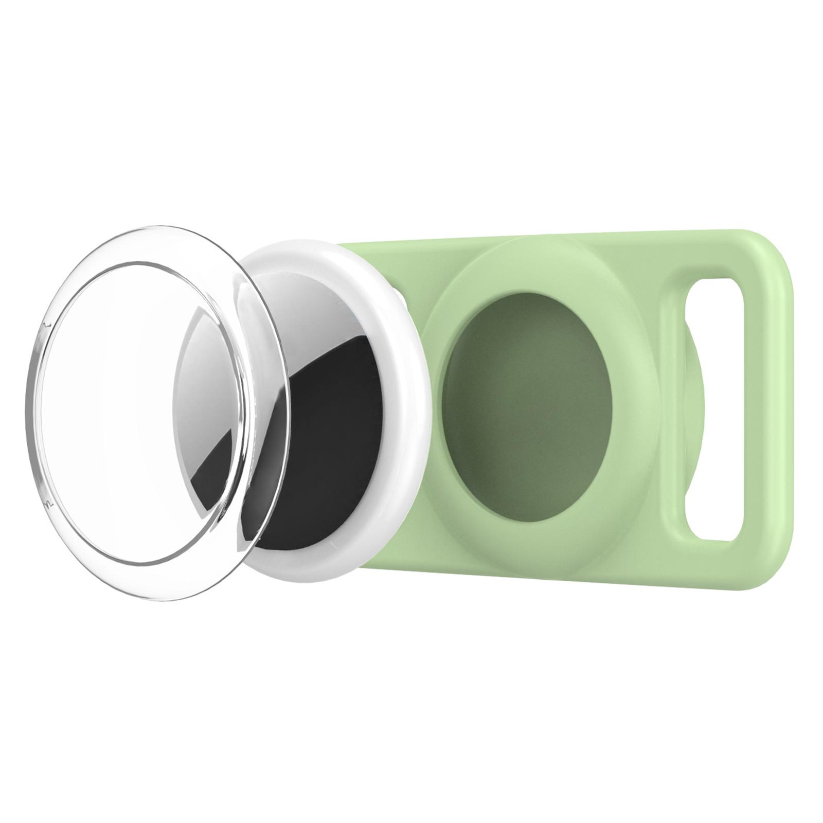 For AirTag 2nd Gen / AirTag 1st Gen xDfind Silicone Pet Collar Tracker Transparent PC Cover(Teal) - Shopkiz.com