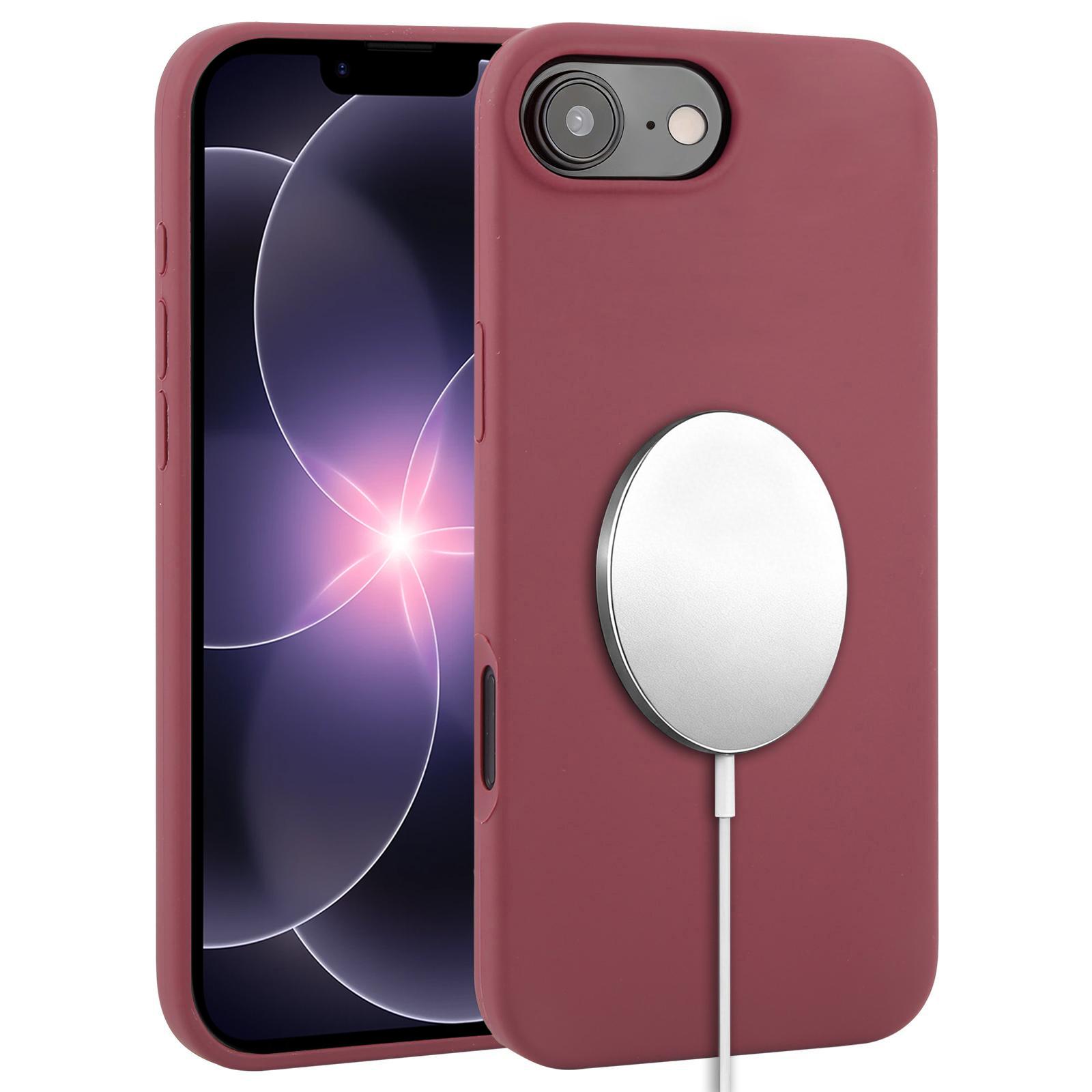 For iPhone 17e / 16e Liquid Silicone Full Coverage MagSafe Phone Case(Wine Red) - Shopkiz.com