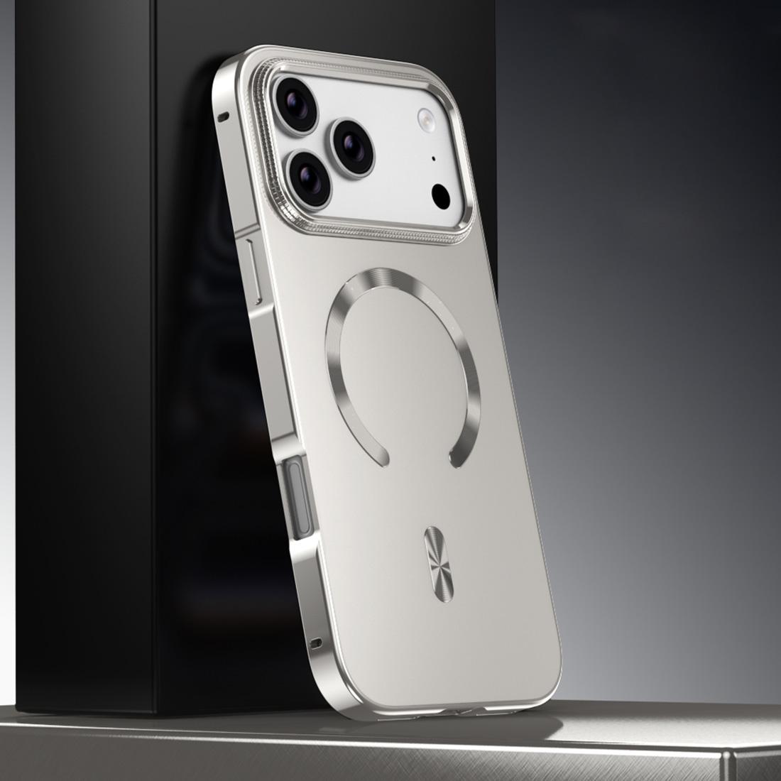 For iPhone 17 Pro Frosted Magnetic Shield MagSafe Alloy Metal Phone Case(Titanium) - Shopkiz.com