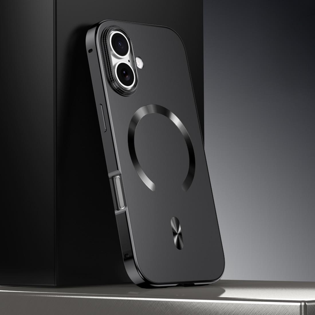 For iPhone 17 Frosted Magnetic Shield MagSafe Alloy Metal Phone Case(Black) - Shopkiz.com