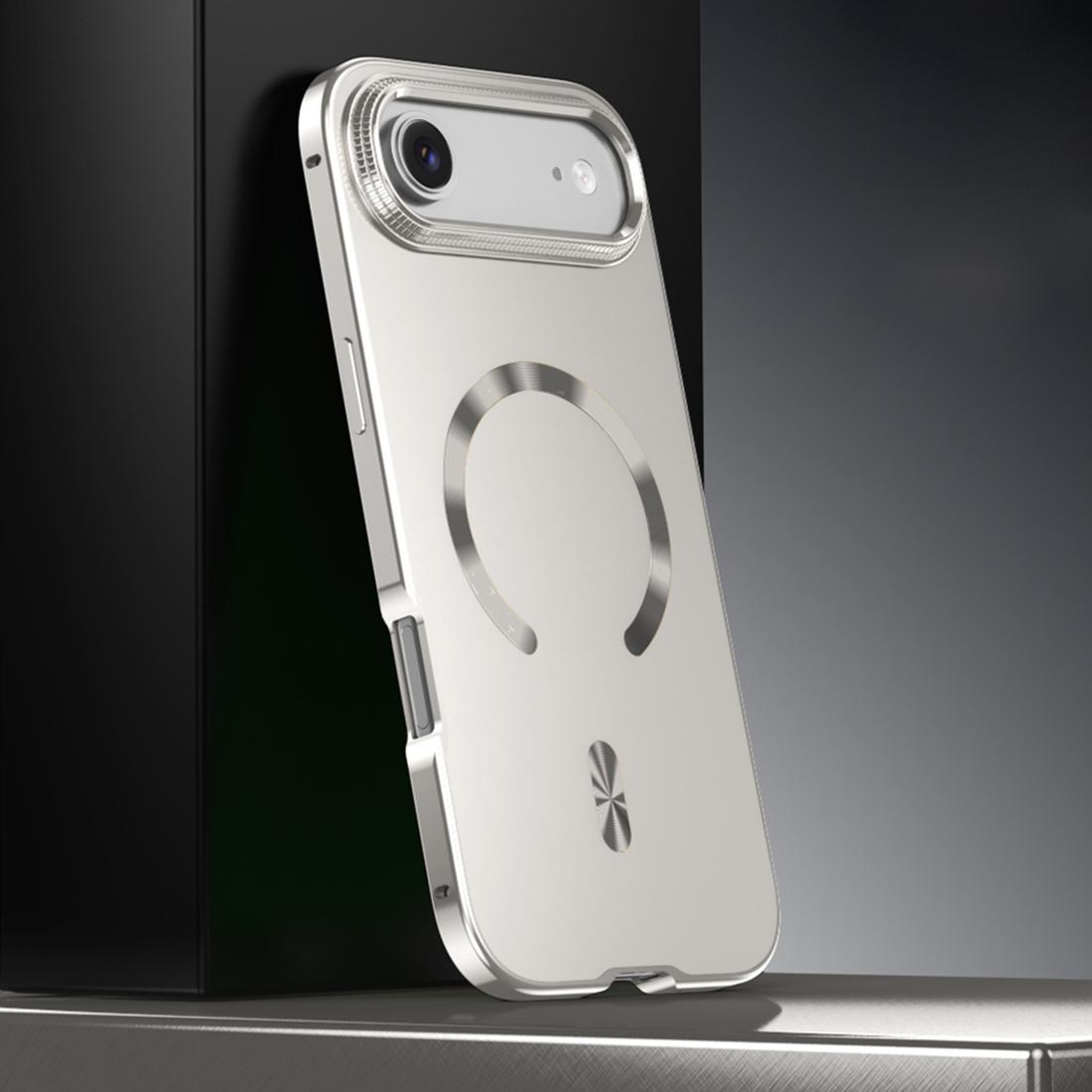 For iPhone Air Frosted Magnetic Shield MagSafe Alloy Metal Phone Case(Titanium) - Shopkiz.com