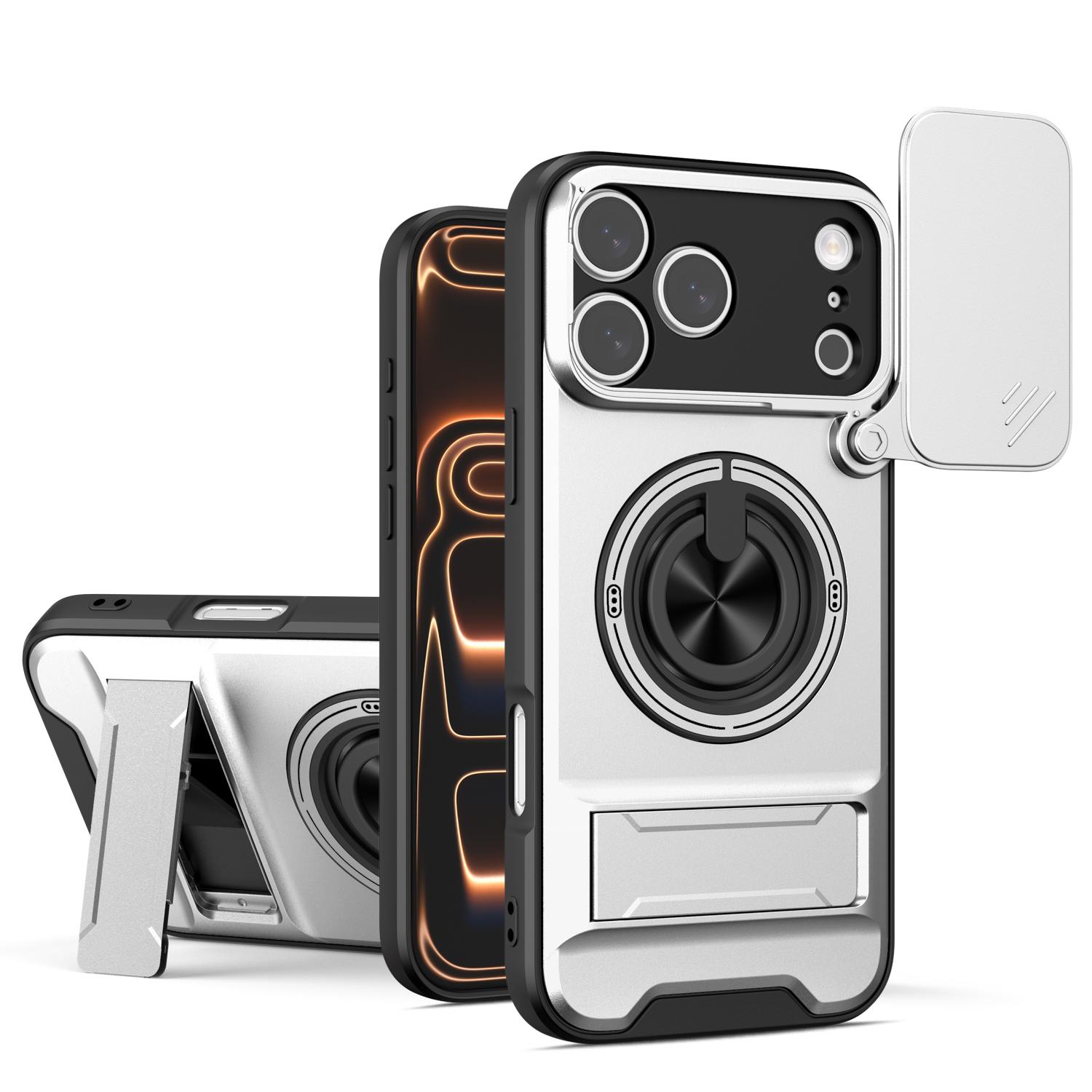 For iPhone 17 Pro Max Lens Sliding Window Multifunctional Magnetic Shockproof Phone Case(Titanium Gray) - Shopkiz.com