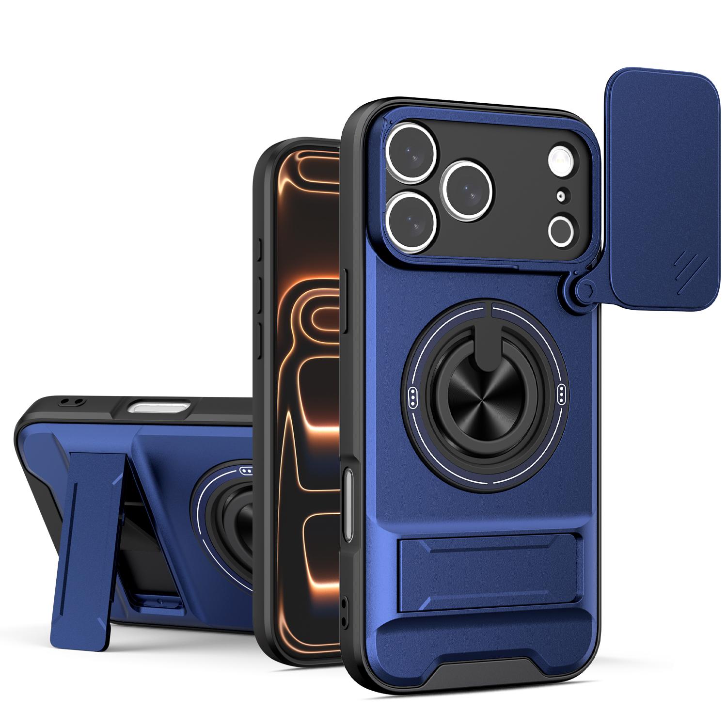 For iPhone 17 Pro Lens Sliding Window Multifunctional Magnetic Shockproof Phone Case(Royal Blue) - Shopkiz.com