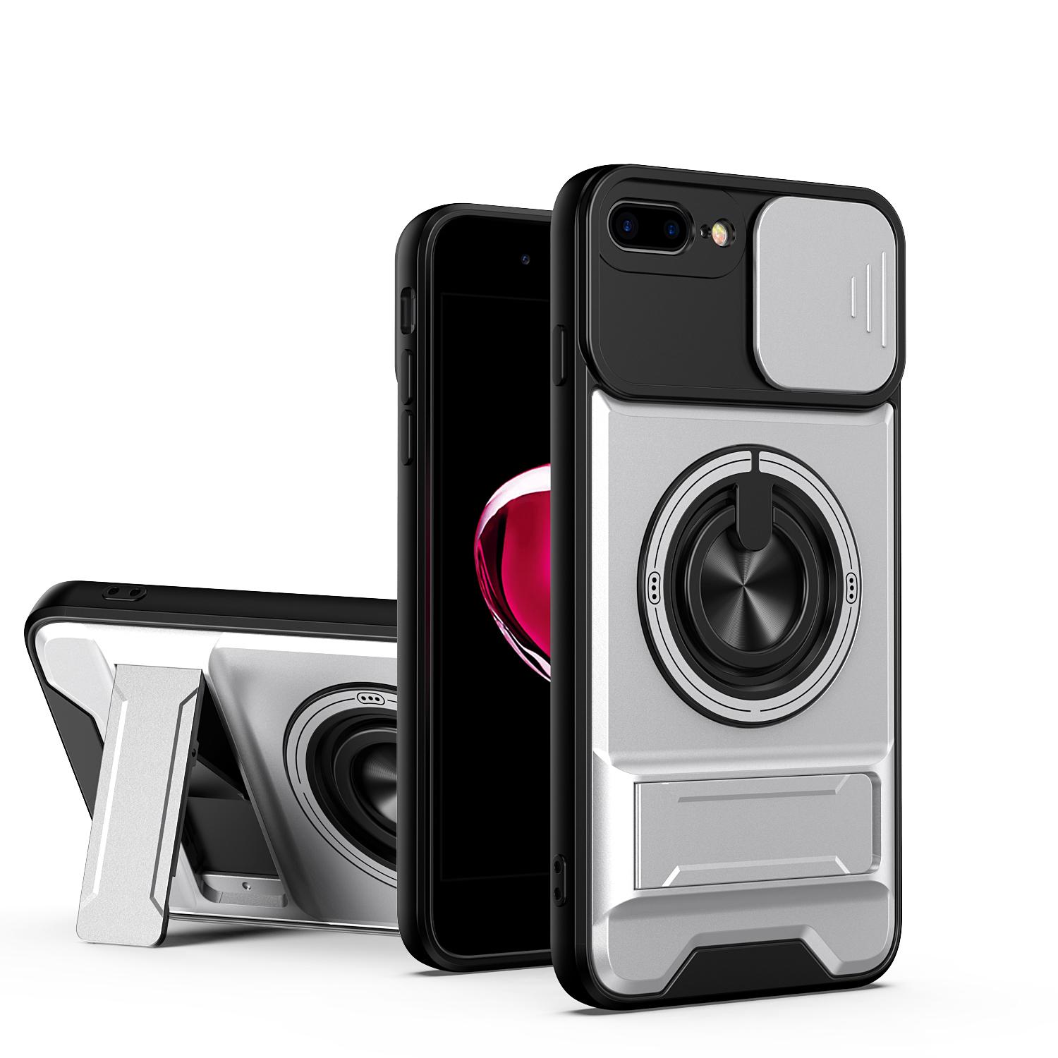 For iPhone 7 Plus Lens Sliding Window Multifunctional Magnetic Shockproof Phone Case(Titanium Gray) - Shopkiz.com