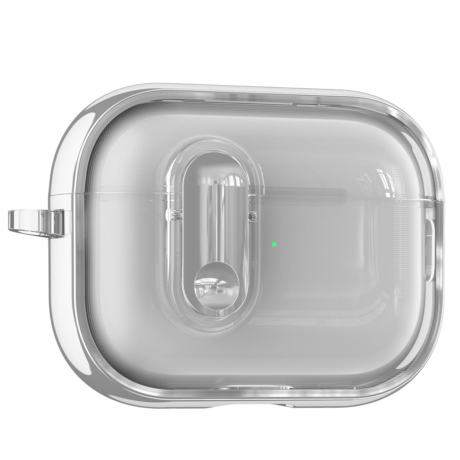 For AirPods Pro 2 Clear Electroplating Wireless Earphones Case with Switch(Silver) - Shopkiz.com