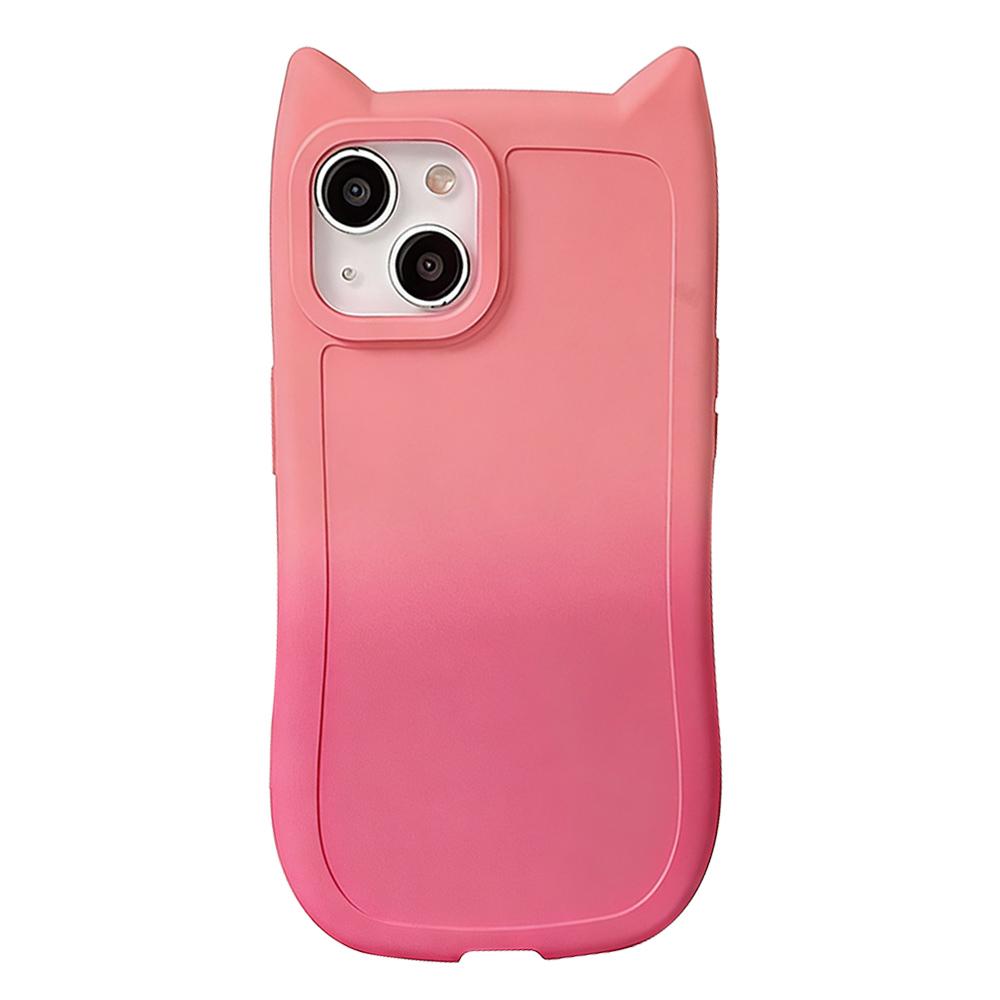 For iPhone 13 Gradient Cat Ear Design TPU Phone Case(Pink Rose Red) - Shopkiz.com