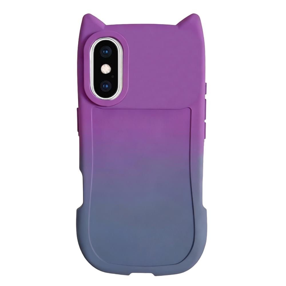 For iPhone XS Max Gradient Cat Ear Design TPU Phone Case(Purple Gray) - Shopkiz.com