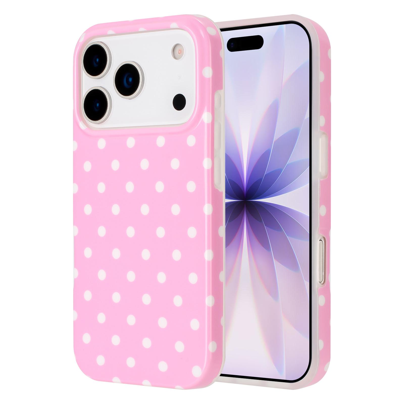 For iPhone 17 Pro Max IMD Colorful Dots Pattern TPU Full Coverage Phone Case(Pink) - Shopkiz.com