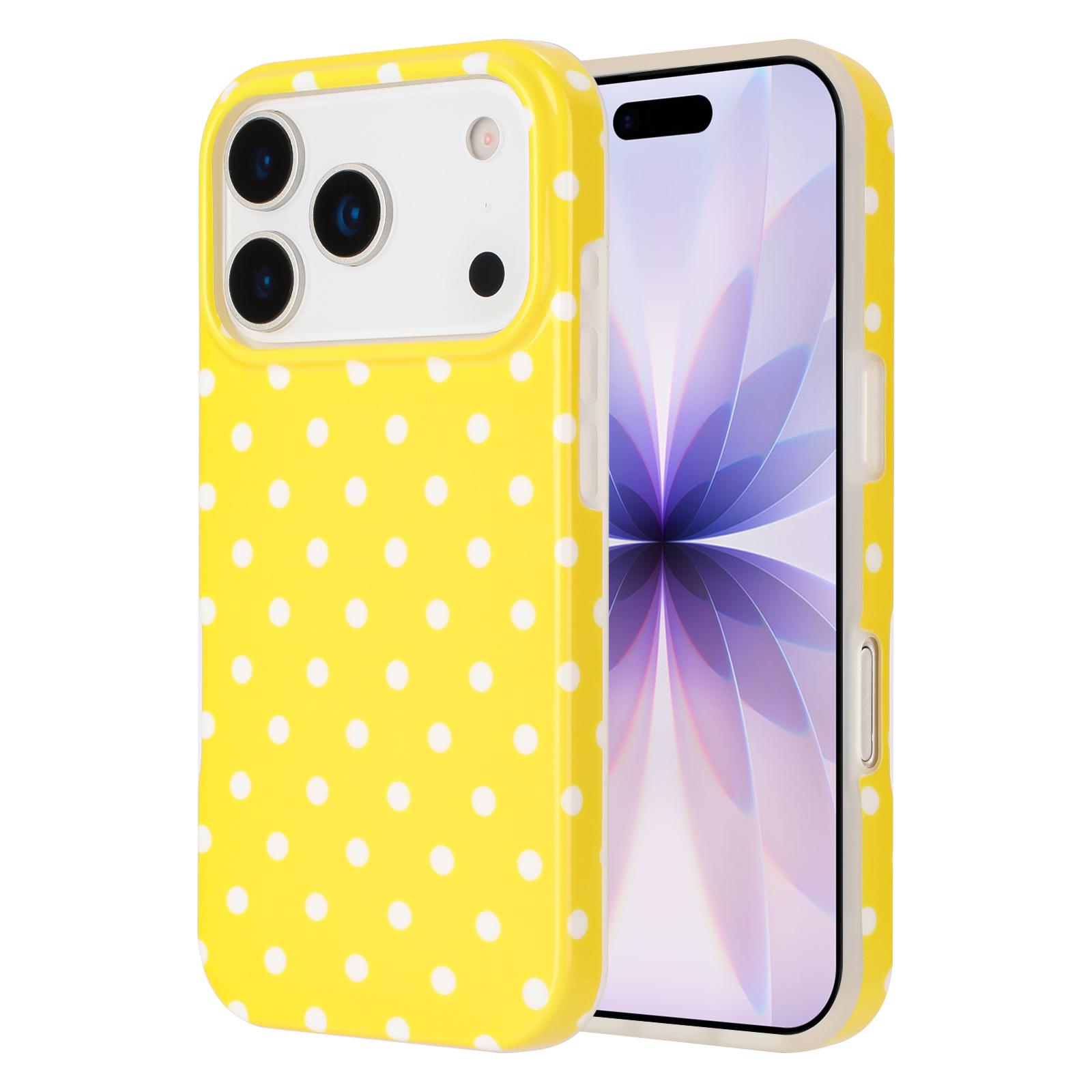 For iPhone 17 Pro IMD Colorful Dots Pattern TPU Full Coverage Phone Case(Yellow) - Shopkiz.com