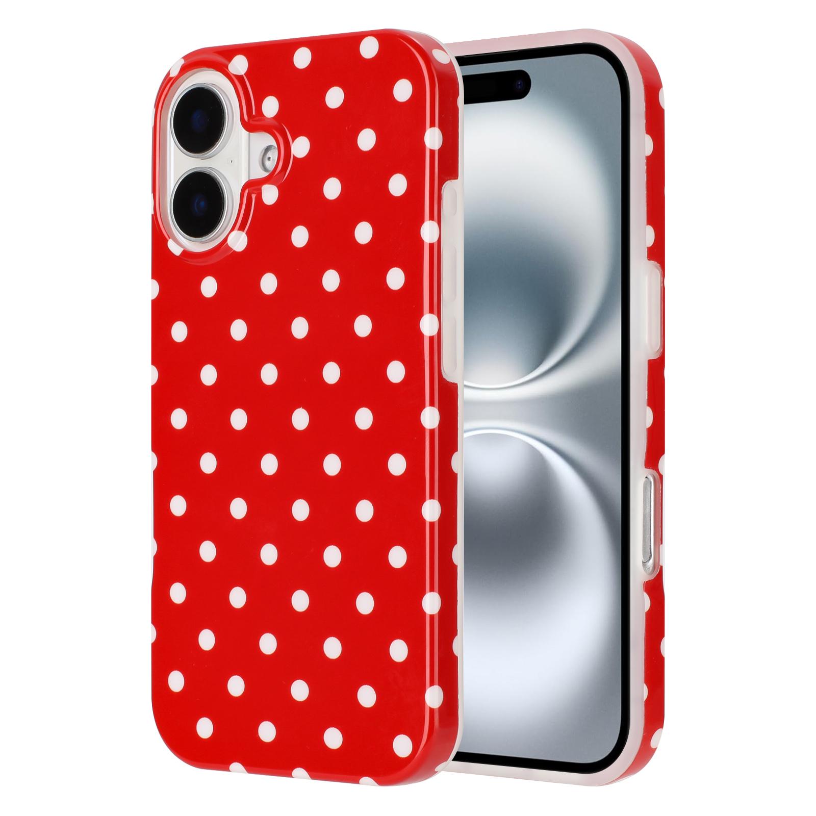 For iPhone 16 IMD Colorful Dots Pattern TPU Full Coverage Phone Case(Red) - Shopkiz.com
