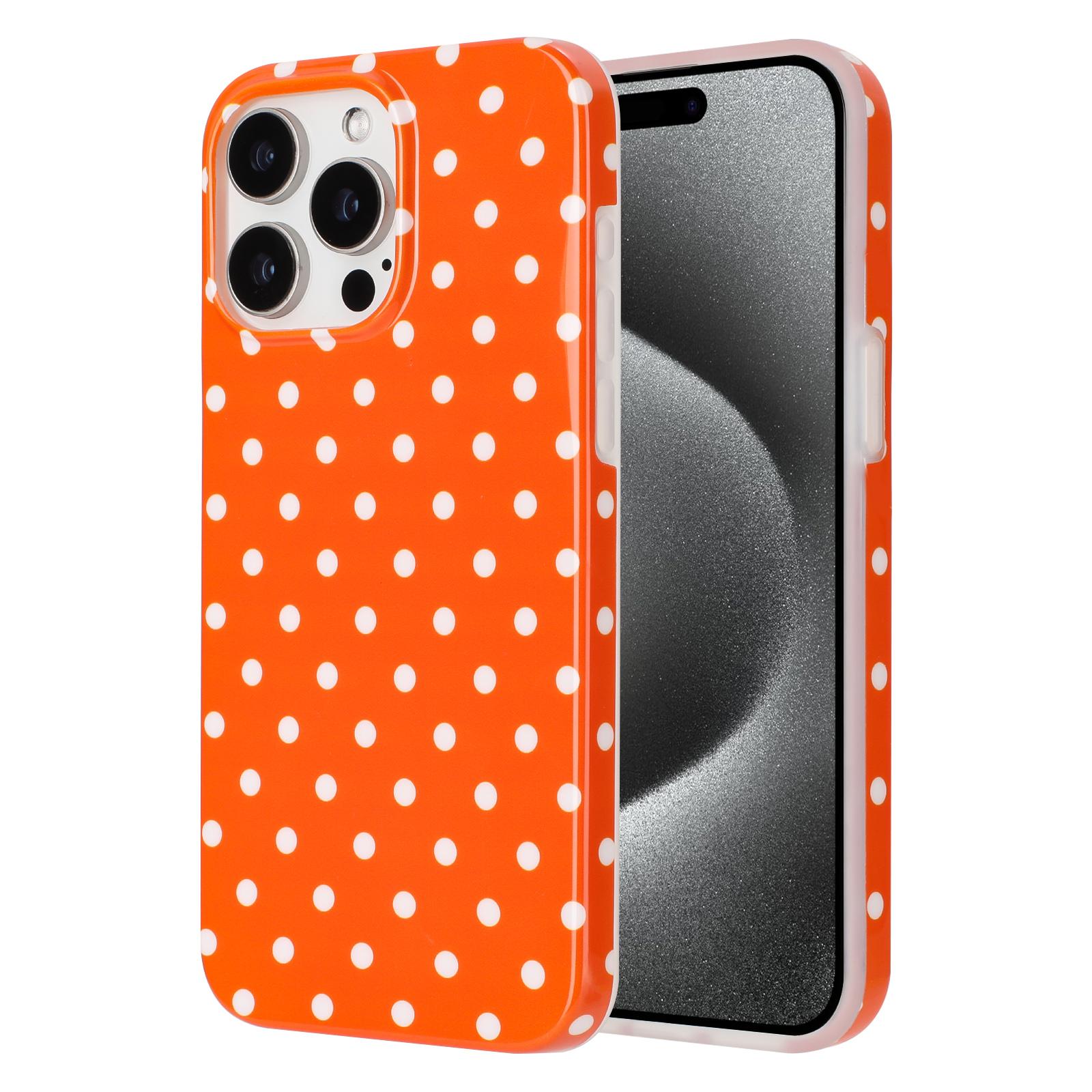 For iPhone 14 Pro Max IMD Colorful Dots Pattern TPU Full Coverage Phone Case(Orange) - Shopkiz.com