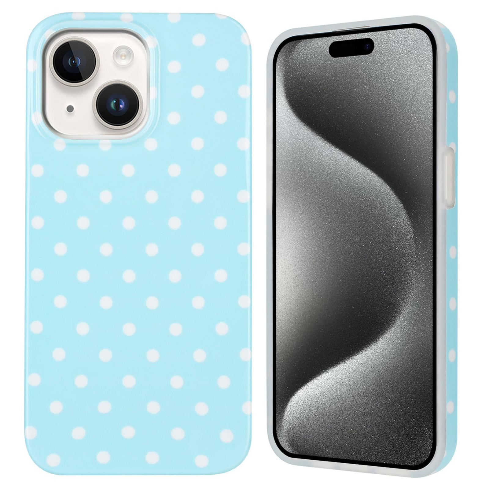 For iPhone 14 IMD Colorful Dots Pattern TPU Full Coverage Phone Case(Blue) - Shopkiz.com