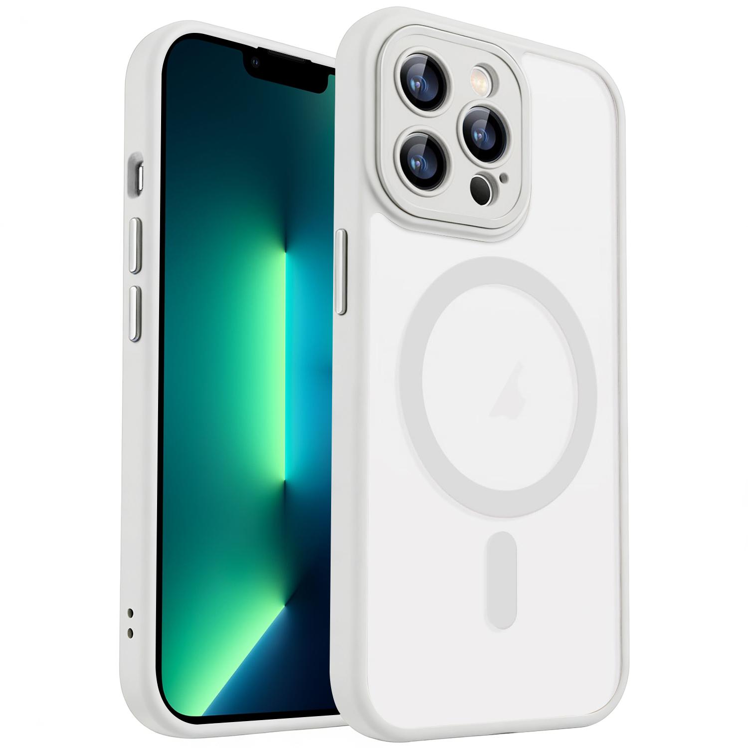 For iPhone 13 Pro Max XDcase Skin Feel Magnetic Frosted Phone Case with Lens Film(White) - Shopkiz.com