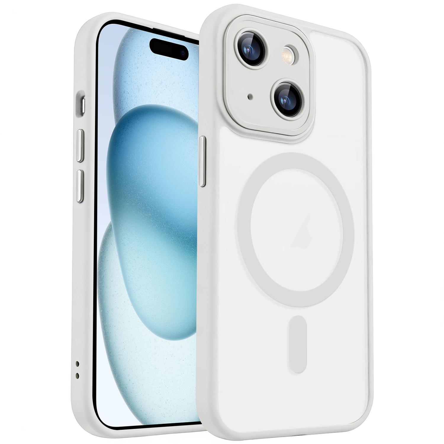 For iPhone 15 Plus XDcase Skin Feel Magnetic Frosted Phone Case with Lens Film(White) - Shopkiz.com
