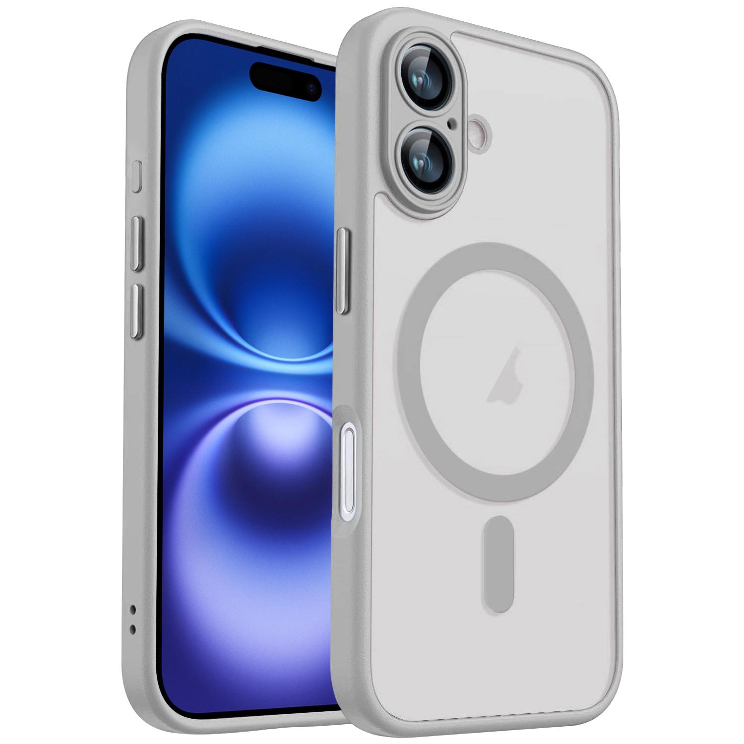 For iPhone 16 Plus XDcase Skin Feel Magnetic Frosted Phone Case with Lens Film(Grey) - Shopkiz.com