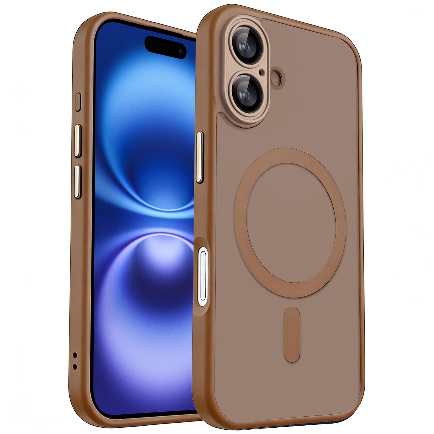 For iPhone 16 Plus XDcase Skin Feel Magnetic Frosted Phone Case with Lens Film(Desert Gold) - Shopkiz.com