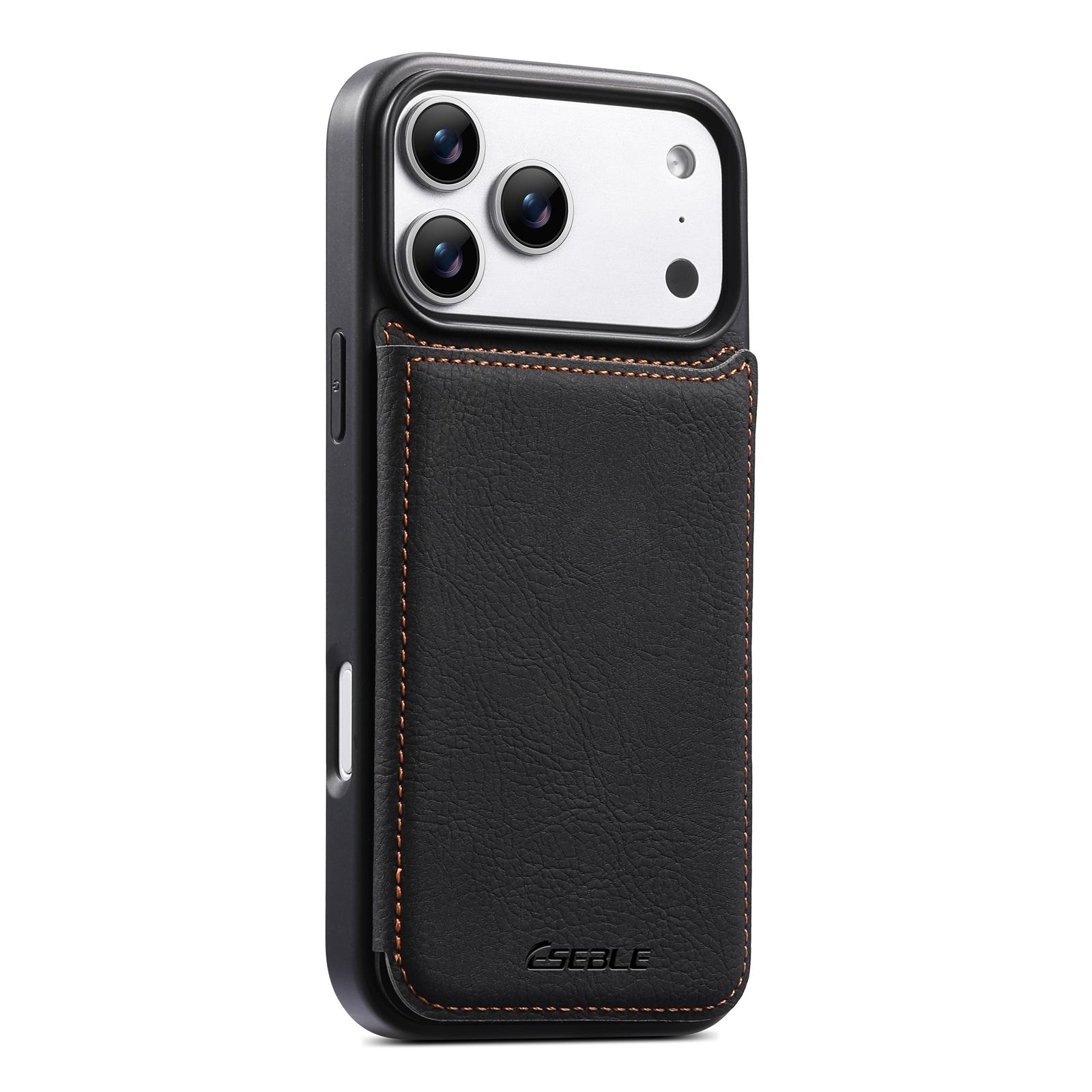 For iPhone 17 Pro ESEBLE Retro Texture Double Buckle Card Slot Phone Case(Black)