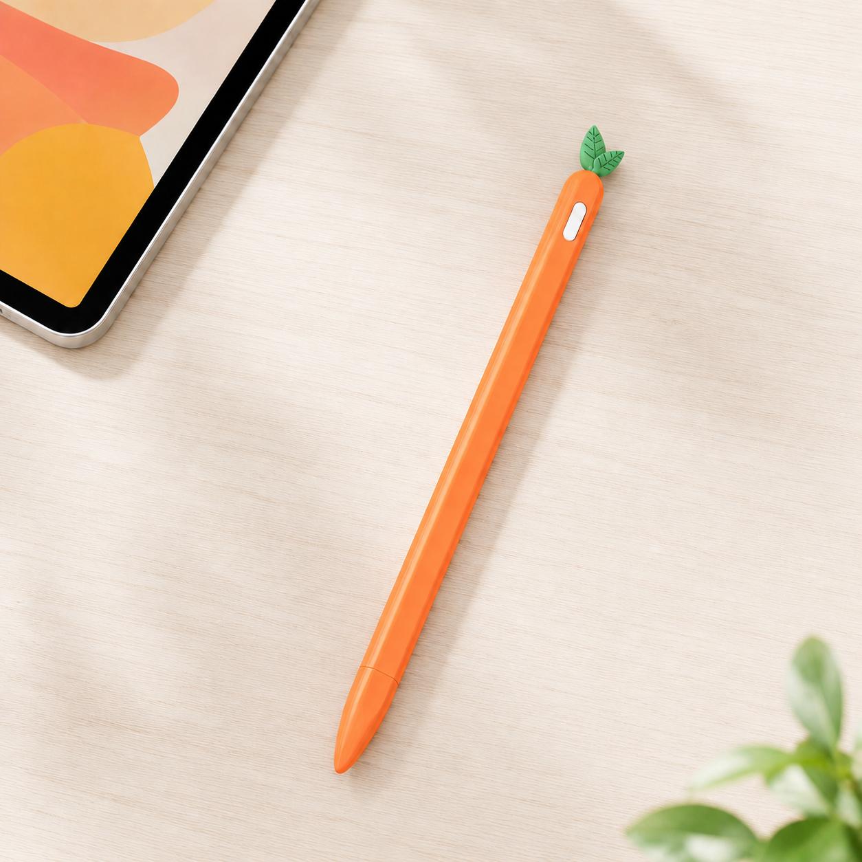 For Apple Pencil Pro / 2 XDcase Fruit & Veggie Anti-Slip Silicone Stylus Pen Sleeve(Carrot) - Shopkiz.com