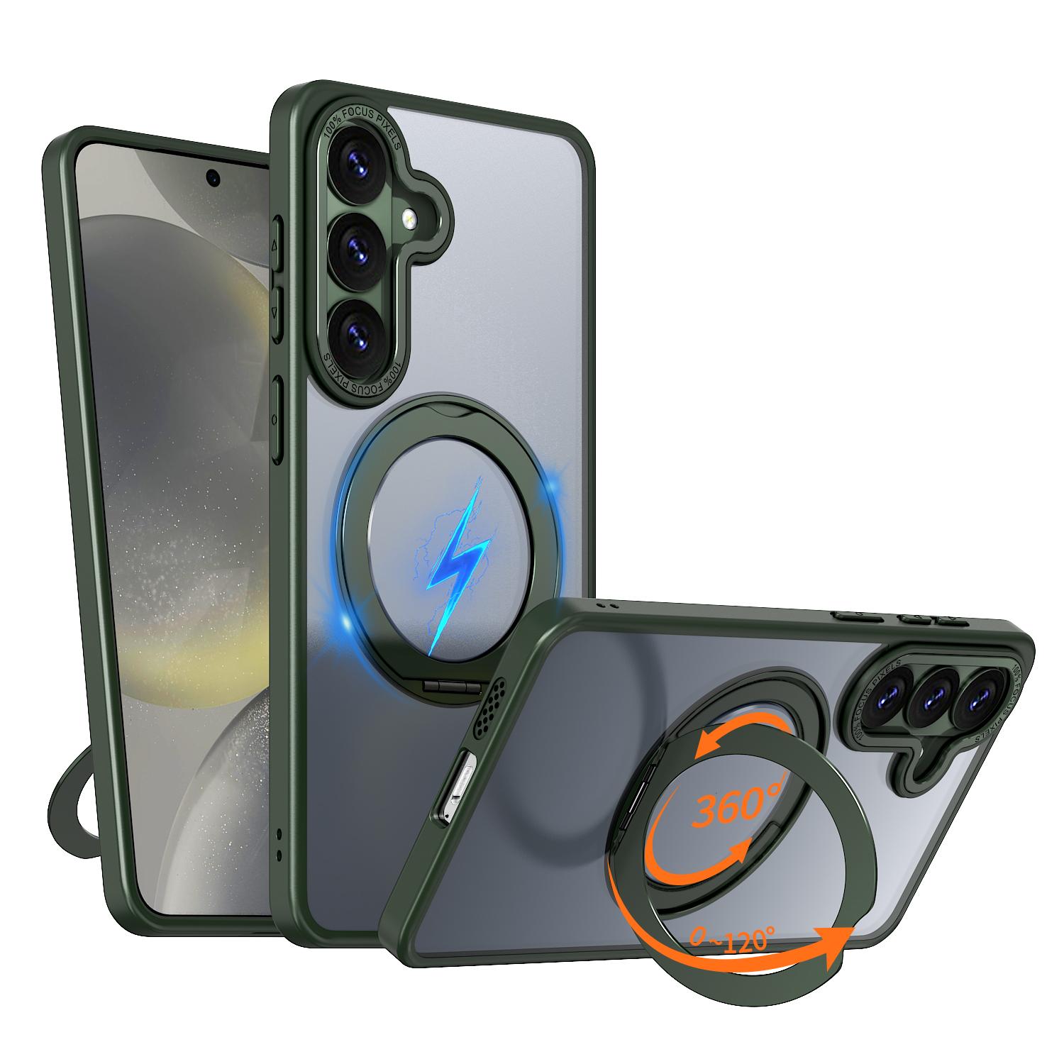 For Galaxy S26 5G Kalebol MagSafe Metal Ring Holder Phone Case(Green) - Shopkiz.com