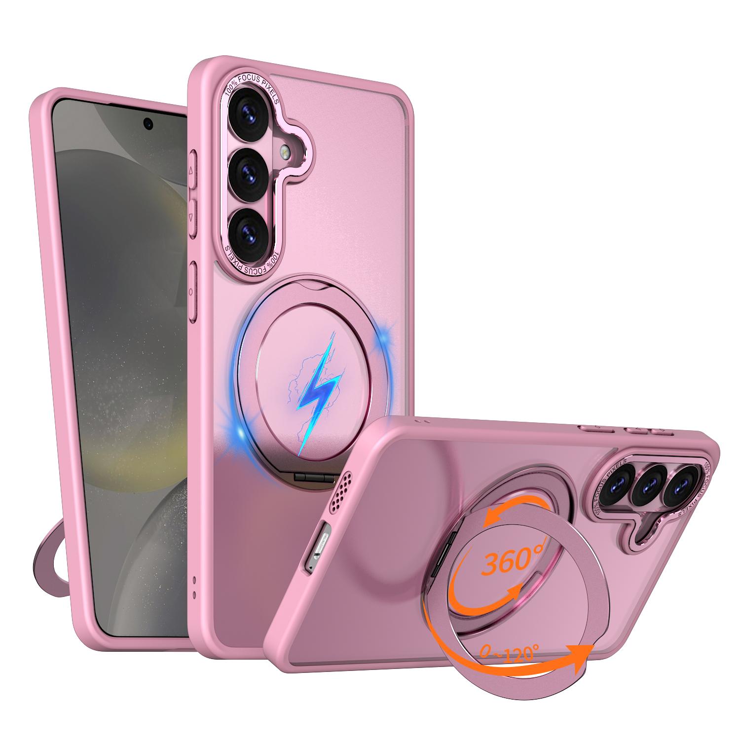 For Galaxy S26+ 5G Kalebol MagSafe Metal Ring Holder Phone Case(Cherry Blossom Pink) - Shopkiz.com