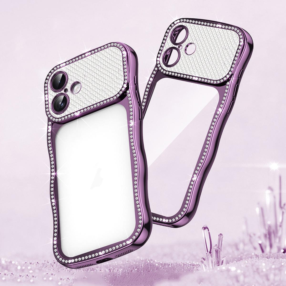 For iPhone 17 Wave Twisting Star Diamond Shockproof Electroplate TPU Phone Case(Purple) - Shopkiz.com