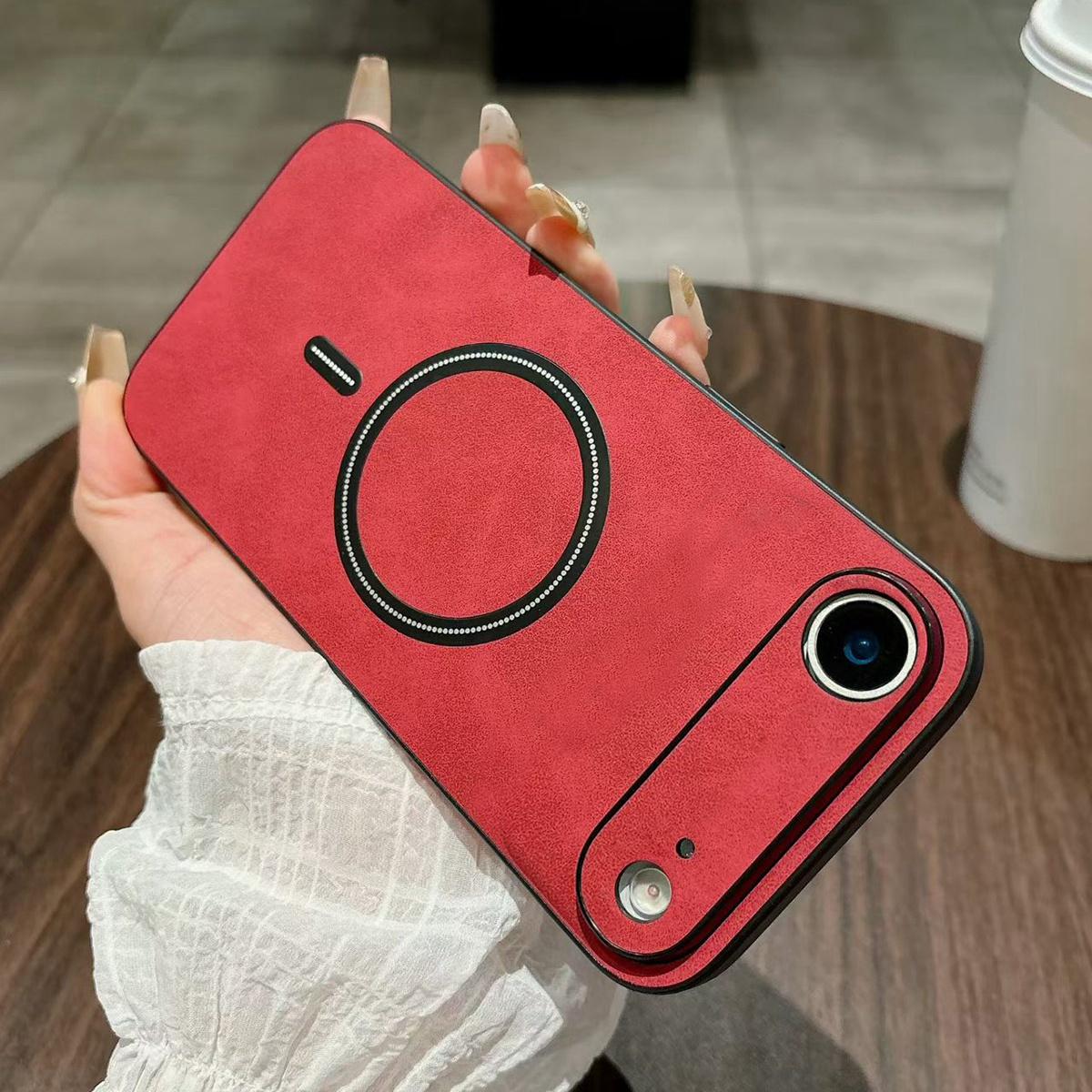 For iPhone Air Lambskin Faux Leather Magnetic Phone Case(Red) - Shopkiz.com