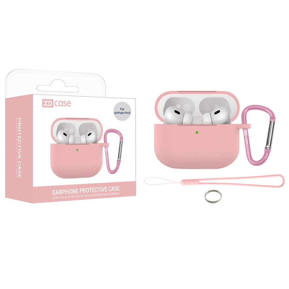 For AirPods Pro 3 XDcase 2.5mm Thick Silicone Earbud Protective Case with Hook(Pink) - Shopkiz.com