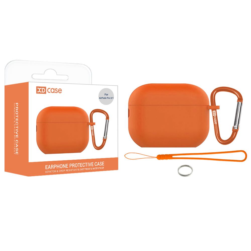 For AirPods Pro 2 / 1 XDcase 2.5mm Thick Silicone Earbud Protective Case with Hook(Orange) - Shopkiz.com