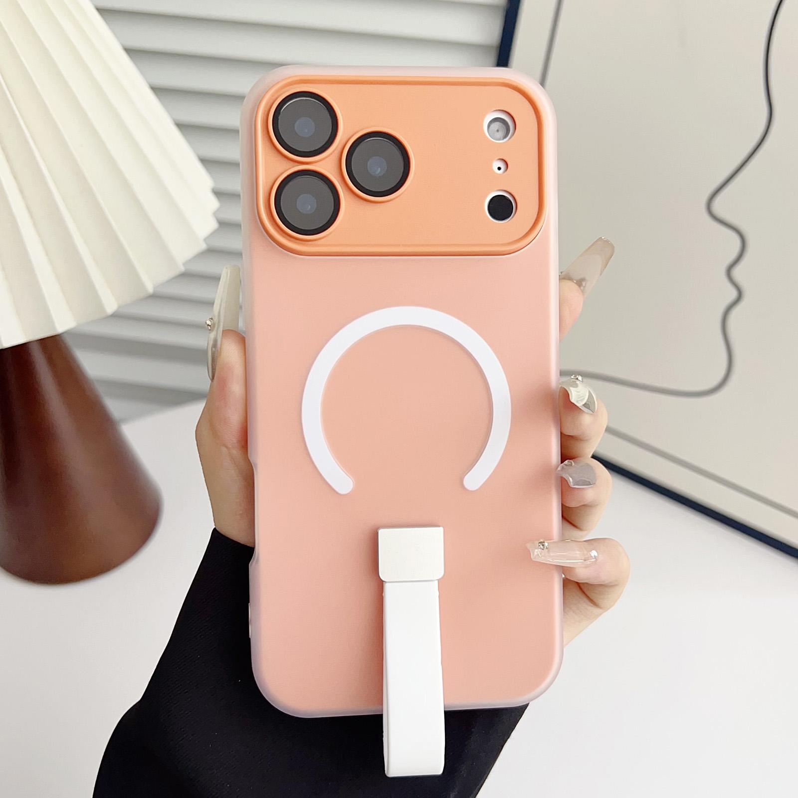 For iPhone 17 Pro Eagle Eye Dual-layer Jelly Magnetic Phone Case with Silicone Strap & Lens Film(Orange) - Shopkiz.com