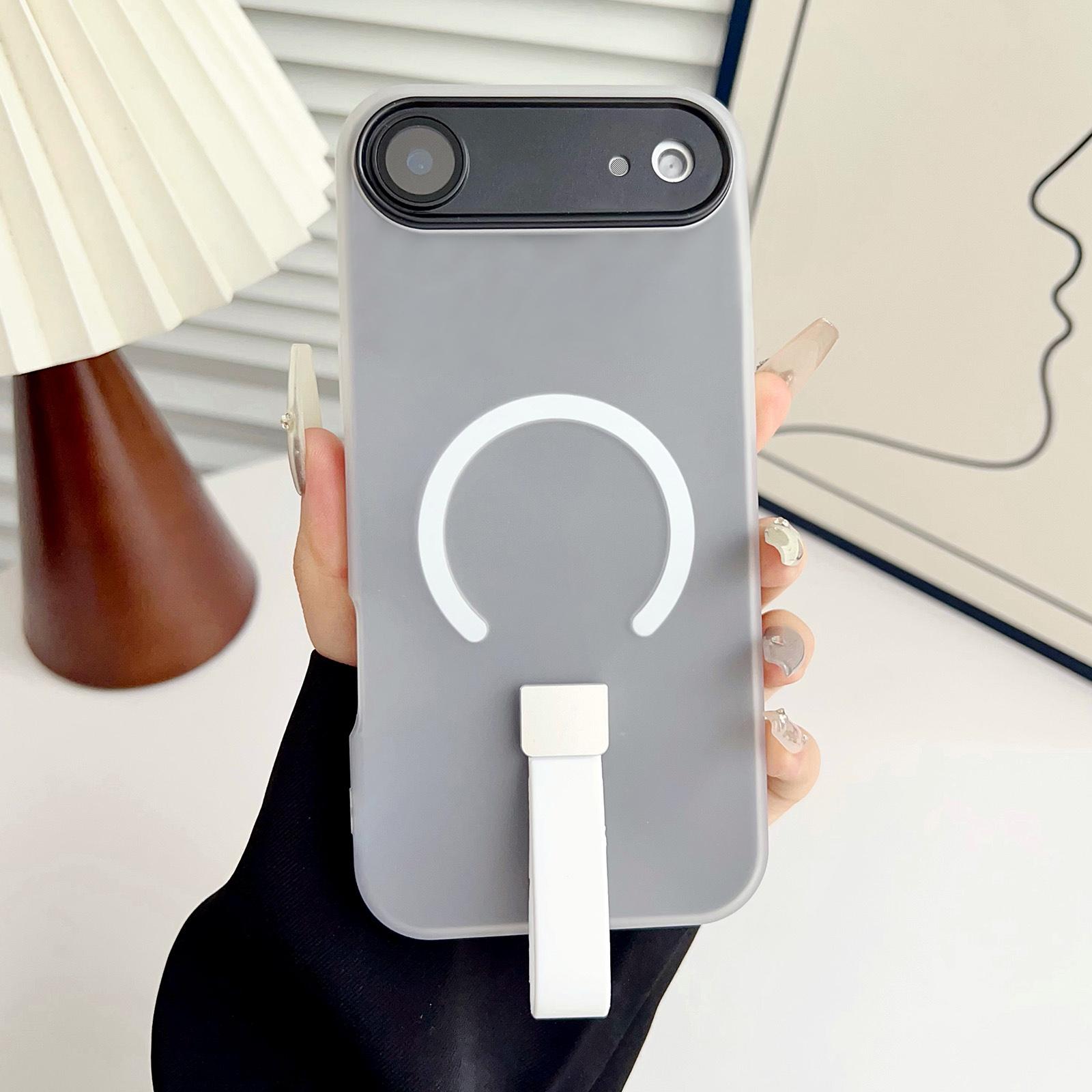 For iPhone Air Eagle Eye Dual-layer Jelly Magnetic Phone Case with Silicone Strap & Lens Film(Black) - Shopkiz.com