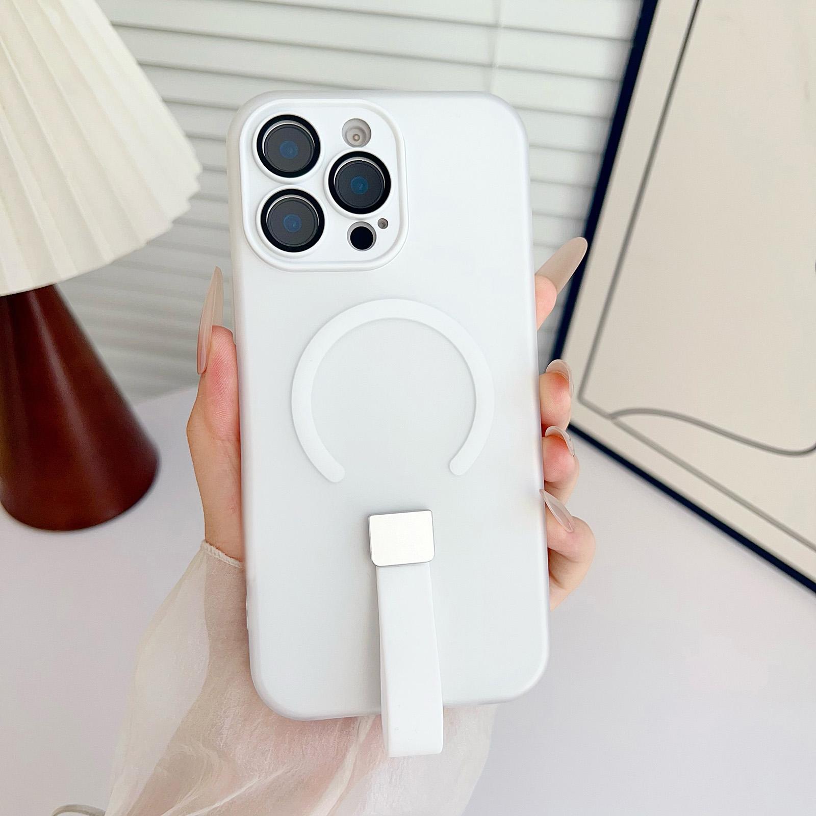 For iPhone 13 Pro Eagle Eye Dual-layer Jelly Magnetic Phone Case with Silicone Strap & Lens Film(White) - Shopkiz.com